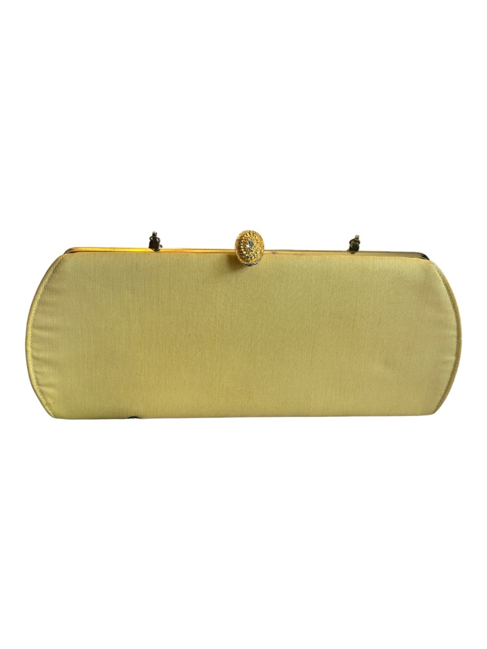 Vintage Rulo Creations Yellow Clutch Purse Chain Strap Gold Frame